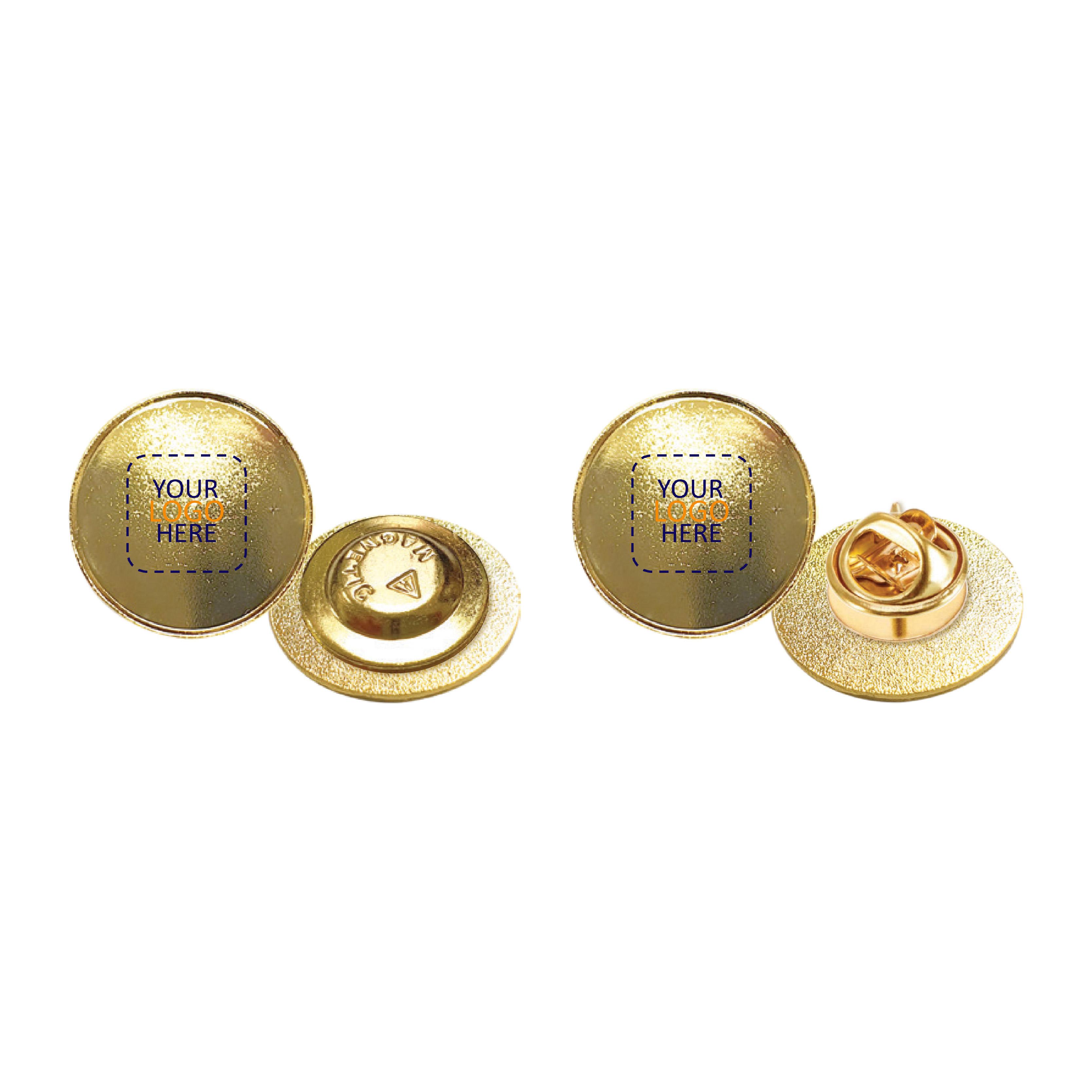 Round Shaped Gold Metal Badges Size 20mm with Logo